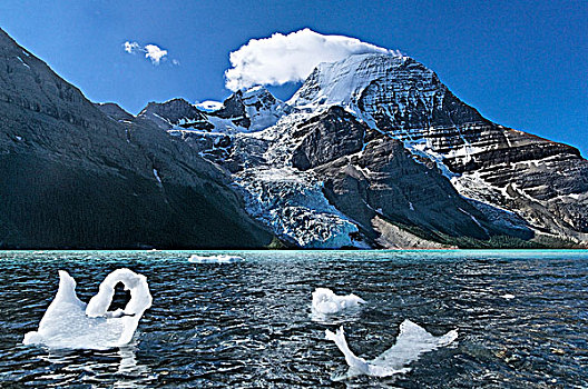 心形,冰,大块,冰山,冰河,湖,罗布森山,罗布森山省立公园,不列颠哥伦比亚省,加拿大