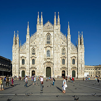 旅游,正面,西部,建筑,米兰,大教堂,中央教堂,圣马利亚,伦巴第,意大利,欧洲