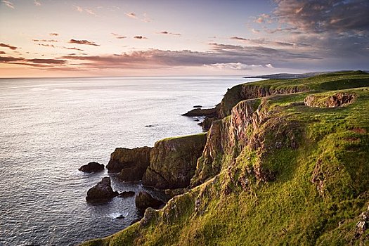 俯视,悬崖,海洋,堆积,黎明,苏格兰边境,苏格兰