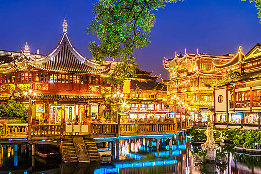 上海豫园老街城隍庙夜景