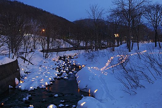 雪,蜡烛,亮光,小路