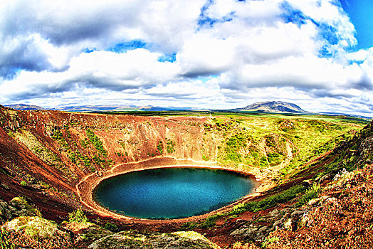 火山口,火山湖,南方,区域,冰岛,欧洲