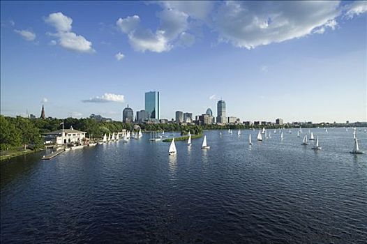 后湾,风景,查尔斯河,波士顿,马萨诸塞,美国