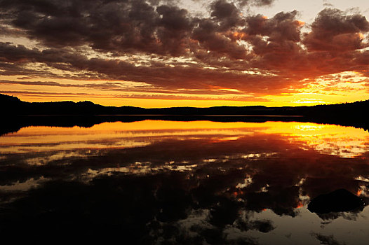 日落,上方,湖,两个,河,阿尔冈金省立公园,安大略省,省,加拿大,北美