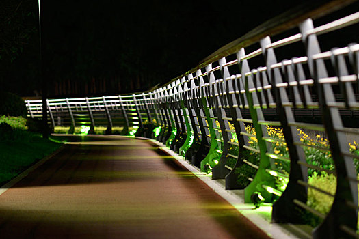 河边的护栏夜景