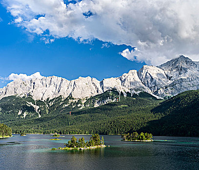 湖,山,楚格峰,山脉,一个,自然,魅力,巴伐利亚,德国,大幅,尺寸