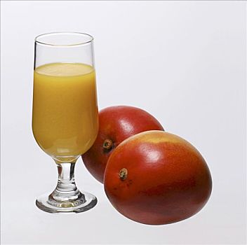 芒果,果汁,两个