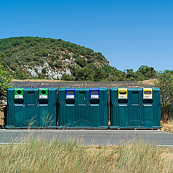 绿色,垃圾箱,路边,普罗旺斯,法国