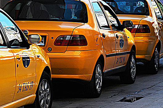 黄色,出租车,停车场