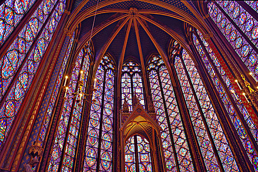 皇家,中世纪,哥特式,小教堂,13世纪,圆屋顶,彩色,涂绘,玻璃窗,场景,圣经,巴黎,法国,欧洲