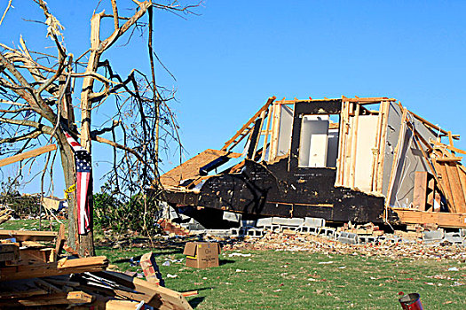 房子,树,损坏,龙卷风,阿拉巴马,美国