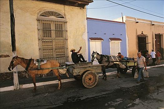 古巴,特立尼达,圣斯皮里图斯,街道,建筑