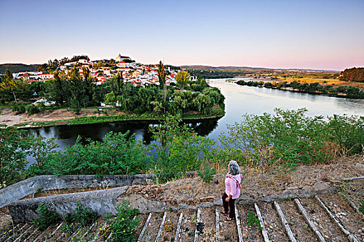走,小路,靠近,河,支流,塔霍河,葡萄牙