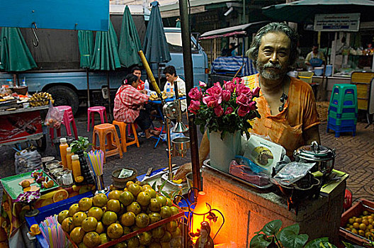 果汁,货摊,市场,曼谷,泰国,一月,2007年