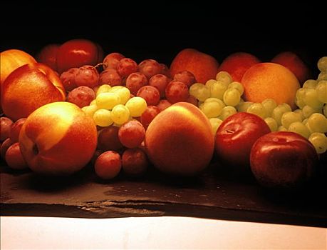 混合,水果静物,葡萄,油桃,苹果