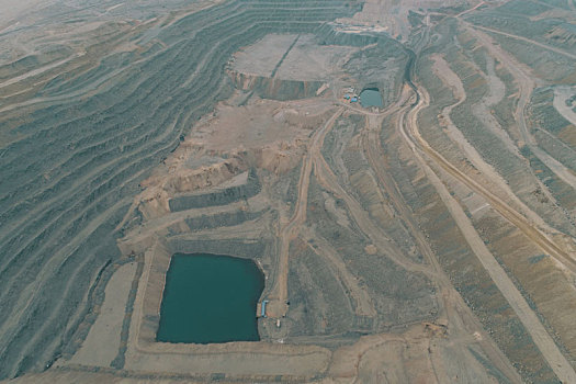 新疆哈密,航拍三道岭煤矿矿坑