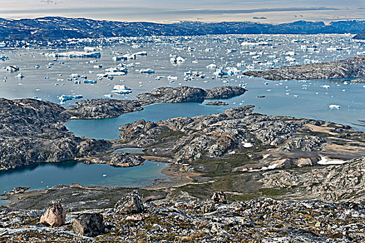 冰山,靠近,半岛,峡湾,格陵兰东部,格陵兰
