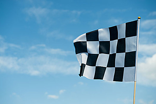 方格,比赛,旗帜,摆动,蓝色背景,天空