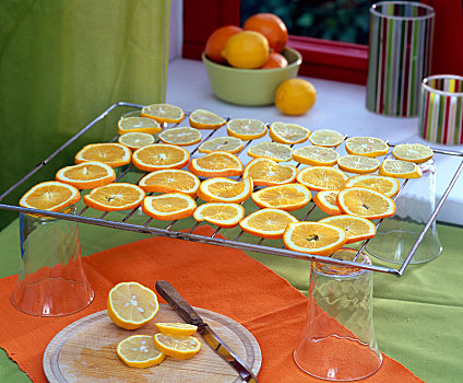 橙色,柠檬片,弄干,柑橘,柠檬,后面