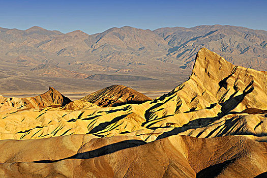 风景,侵蚀,石头,变色,矿物质,男人味,灯塔,后面,早晨,亮光,死亡谷国家公园,莫哈维沙漠,加利福尼亚,美国