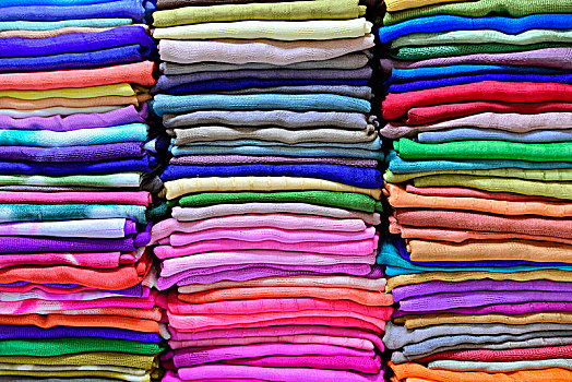 彩色,材质,编织物,布,茵莱湖,缅甸,亚洲