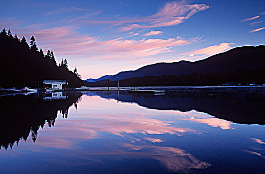 湖,黎明,温哥华岛,不列颠哥伦比亚省,加拿大