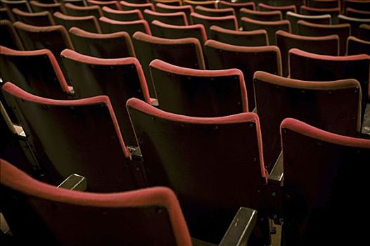 红色,座椅,老,剧院