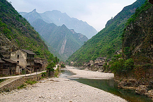 乡村,河,三峡,长江,中国