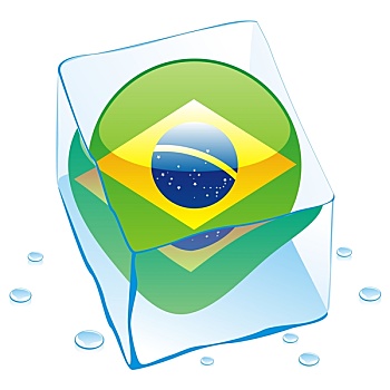 巴西,旗帜,冰冻,冰块