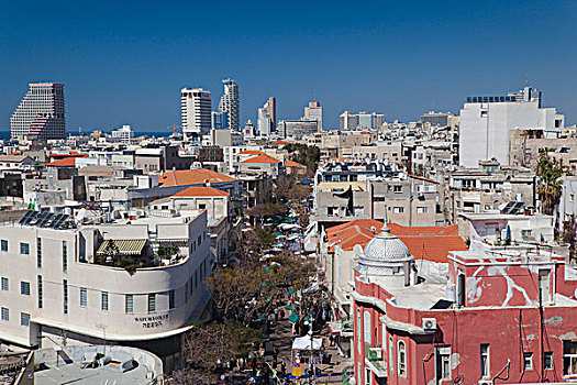 以色列,特拉维夫,市场,俯视图,城镇