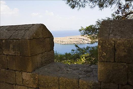 古遗址,加固墙,罗得斯,多德卡尼斯群岛,希腊