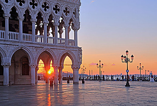 宫殿,日出,威尼斯,意大利,欧洲