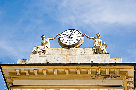 钟表,上面,酒店,市政厅,广场,意大利,欧洲