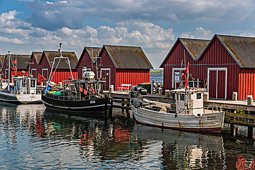 红色,屋舍,渔船,白色,波罗的海,坏,梅克伦堡前波莫瑞州,德国,欧洲