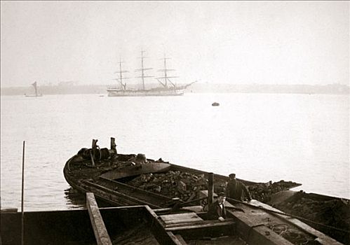 驳船,装载,货运,鹿特丹,1898年,艺术家