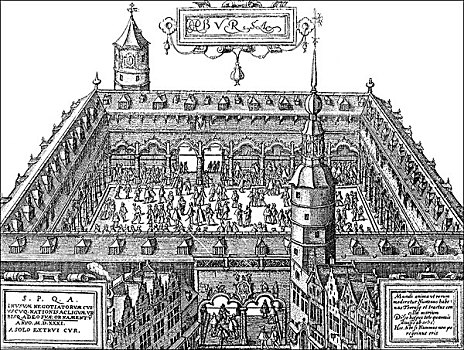 历史,插画,交易,交换,安特卫普,16世纪,比利时,欧洲