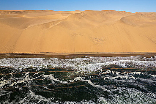 浪花,岸边,纳米布沙漠,航拍,纳米比诺克陆夫国家公园,纳米比亚,非洲