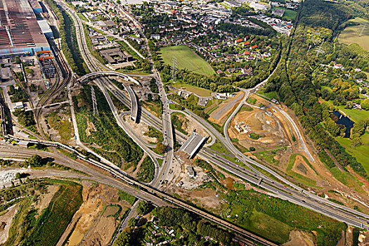 航拍,连通,高速公路,公路,波鸿,鲁尔区,北莱茵威斯特伐利亚,德国,欧洲
