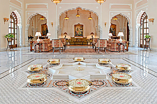 大厅,宫殿,泰姬陵,酒店,文化遗产,斋浦尔,拉贾斯坦邦,印度,亚洲