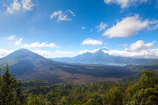 火山口,巴图尔,攀升,火山,火山湖,巴厘岛,印度尼西亚,亚洲
