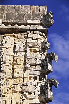 墨西哥,尤卡坦半岛,乌斯马尔,特写,雕塑