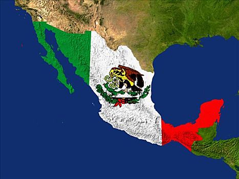 卫星图,墨西哥,旗帜,遮盖