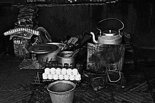 茶,货摊,新德里,印度