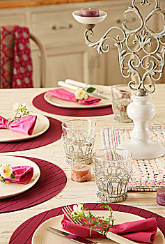 桌子,庆贺,粉色,葡萄酒,红色,现代,餐垫,玻璃,固定器具,手工制作,金属,浪漫,烛台