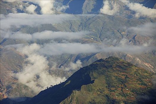 山麓,云,风景,泻湖,靠近,山,玻利维亚,南美