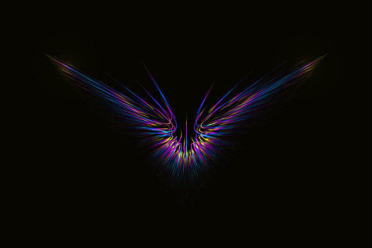 发光的彩色抽象飞翔翅膀背景