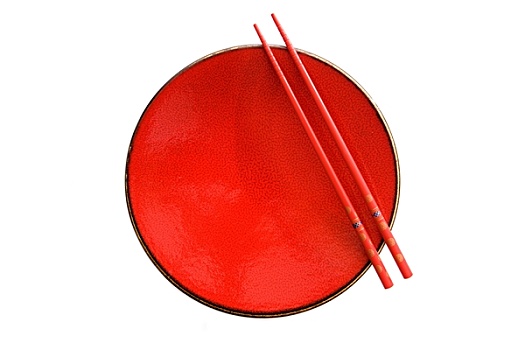 红色,盘子,筷子,东方