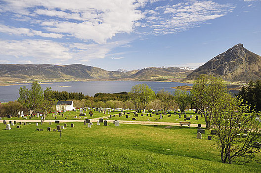 墓地,景色,罗弗敦群岛,挪威