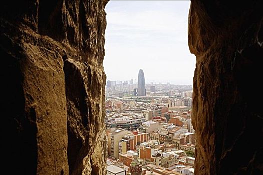 俯拍,建筑,城市,巴塞罗那,西班牙