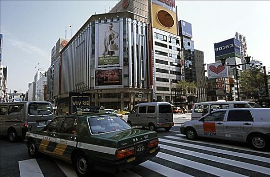 汽车,穿过,交叉,东京,日本